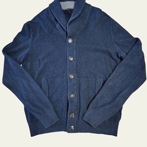 Gap shawl collar cardigan black cotton‎ cashmere blend button front men's medium